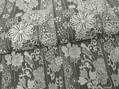平和屋着物●お召 天目織 花唐草文 正絹 逸品 AABG0365cs