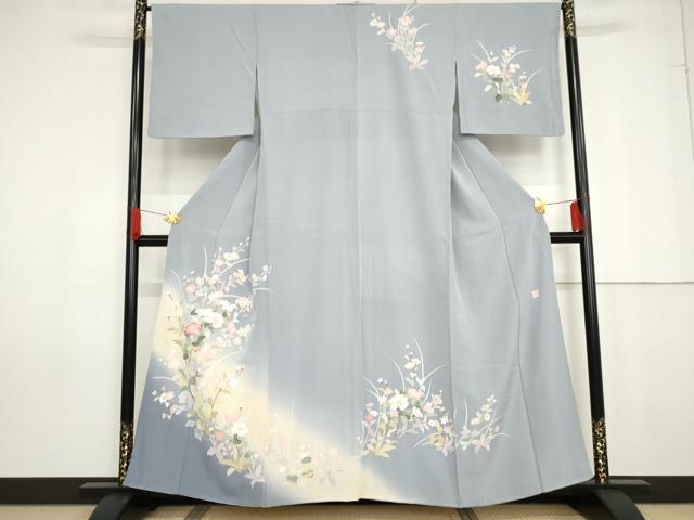 平和屋着物●訪問着 友禅 作家物 枝花文 暈し染め 正絹 逸品 AABG0366cs