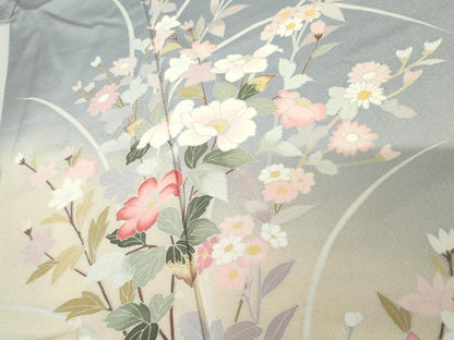 平和屋着物●訪問着 友禅 作家物 枝花文 暈し染め 正絹 逸品 AABG0366cs
