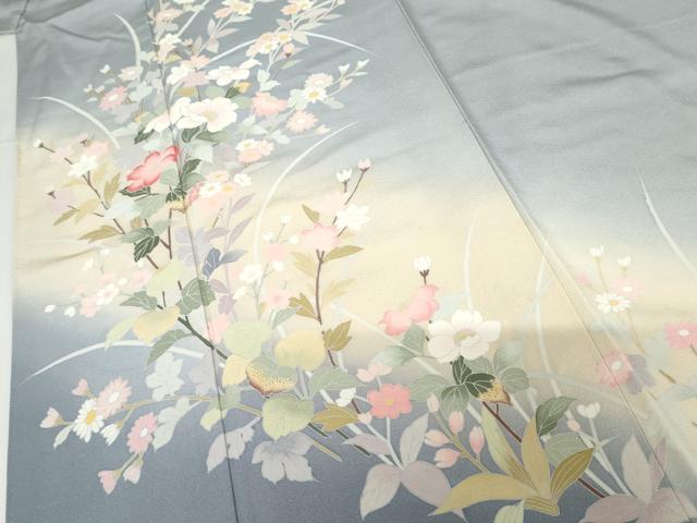 平和屋着物●訪問着 友禅 作家物 枝花文 暈し染め 正絹 逸品 AABG0366cs