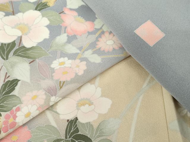 平和屋着物●訪問着 友禅 作家物 枝花文 暈し染め 正絹 逸品 AABG0366cs