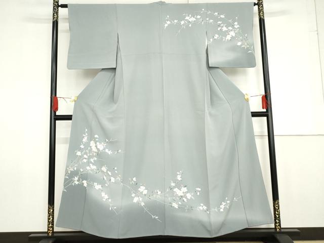 平和屋着物●訪問着　友禅　枝花文　暈し染め　正絹　逸品　AABG0367cs