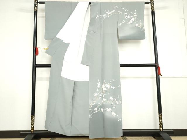 平和屋着物●訪問着　友禅　枝花文　暈し染め　正絹　逸品　AABG0367cs