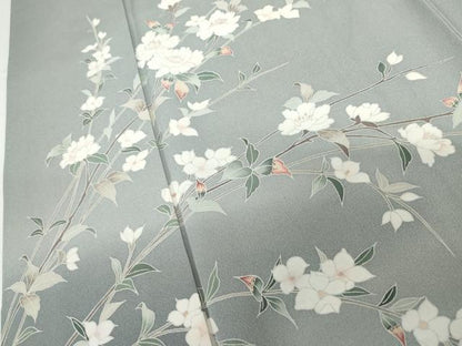 平和屋着物●訪問着　友禅　枝花文　暈し染め　正絹　逸品　AABG0367cs