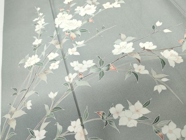 平和屋着物●訪問着　友禅　枝花文　暈し染め　正絹　逸品　AABG0367cs