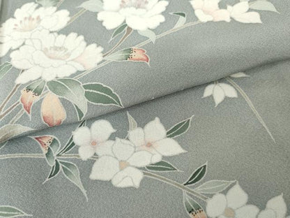 平和屋着物●訪問着　友禅　枝花文　暈し染め　正絹　逸品　AABG0367cs