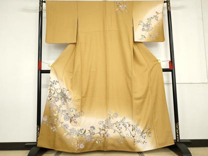 平和屋着物●訪問着　螺鈿　更紗花唐草文　暈し染め　金彩　正絹　逸品　AABG0370cs