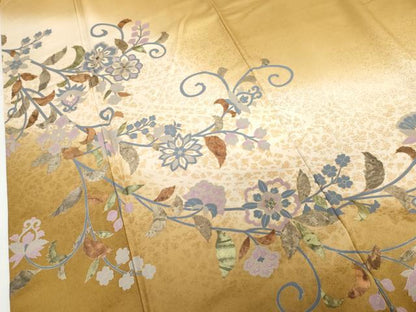 平和屋着物●訪問着　螺鈿　更紗花唐草文　暈し染め　金彩　正絹　逸品　AABG0370cs