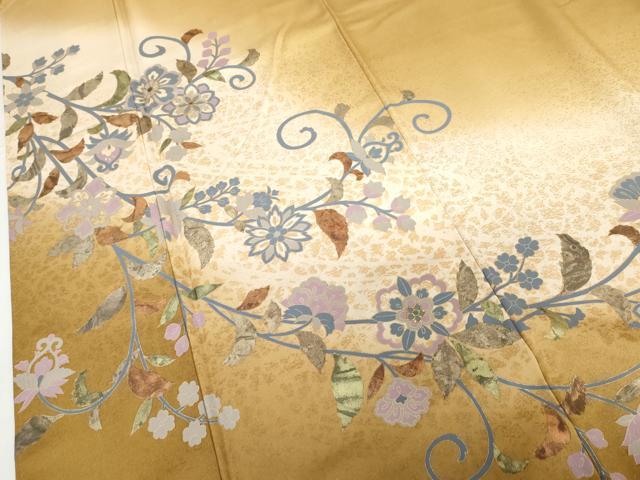 平和屋着物●訪問着　螺鈿　更紗花唐草文　暈し染め　金彩　正絹　逸品　AABG0370cs