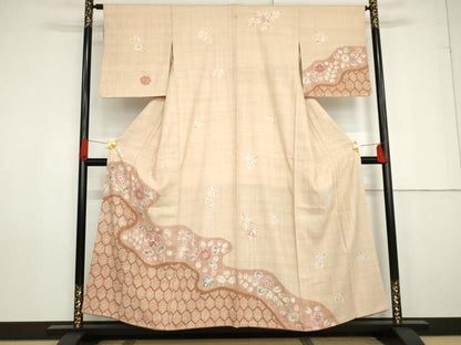 平和屋着物●訪問着　紬地　辻が花　絞り　正絹　逸品　AABG0371cs
