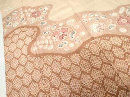 平和屋着物●訪問着　紬地　辻が花　絞り　正絹　逸品　AABG0371cs