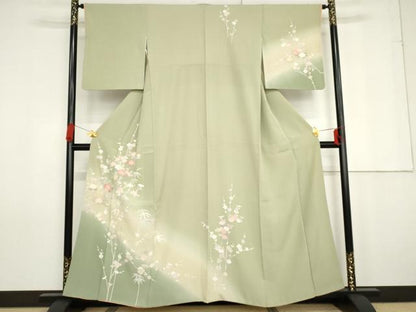 平和屋着物●訪問着 友禅 笹梅枝花文 暈し染め 正絹 逸品 AABG0372cs