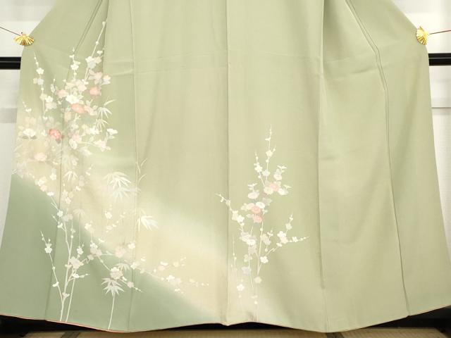 平和屋着物●訪問着 友禅 笹梅枝花文 暈し染め 正絹 逸品 AABG0372cs