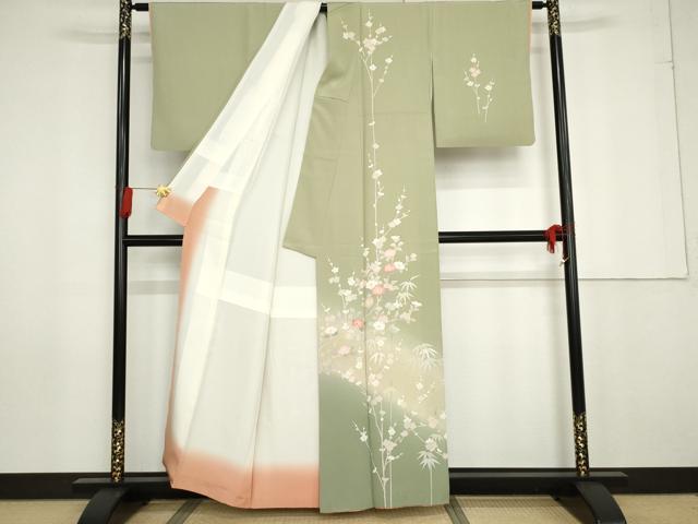 平和屋着物●訪問着 友禅 笹梅枝花文 暈し染め 正絹 逸品 AABG0372cs