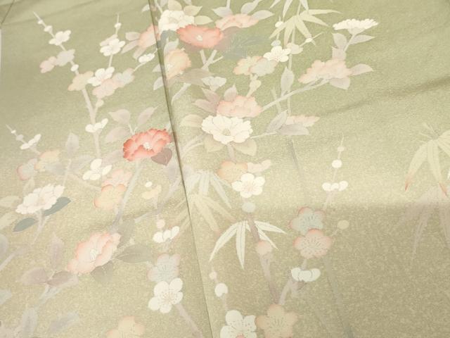 平和屋着物●訪問着 友禅 笹梅枝花文 暈し染め 正絹 逸品 AABG0372cs