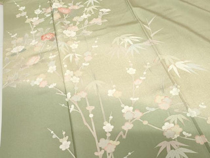 平和屋着物●訪問着 友禅 笹梅枝花文 暈し染め 正絹 逸品 AABG0372cs