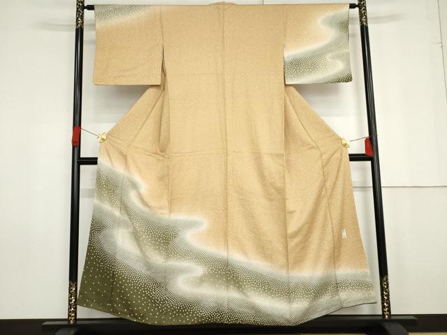 平和屋着物●訪問着　作家物　絞り　流水文　暈し染め　金彩　正絹　逸品　AABG0377cs
