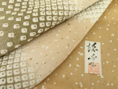平和屋着物●訪問着　作家物　絞り　流水文　暈し染め　金彩　正絹　逸品　AABG0377cs