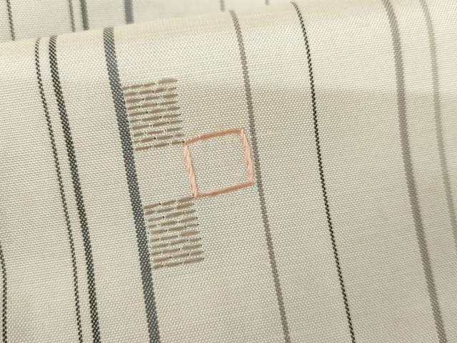 平和屋着物●本場縞大島紬　刺繍　格子　正絹　逸品　AABG0379cs
