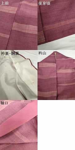 平和屋着物●郡上紬 草木染 横段文 正絹 逸品 AABG0392cs