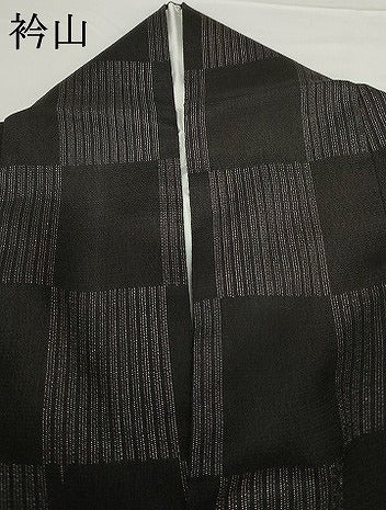 平和屋着物●本塩沢 市松文様 正絹 逸品 AABG0400cs