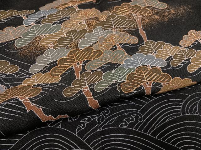 平和屋着物●創業460年・千總　黒留袖　友禅　駒刺繍　浜松文　金彩　阪急扱い　正絹　逸品　AABG0402ph