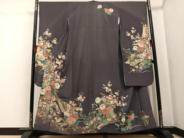 平和屋着物●豪華振袖 几帳花文 金銀彩 正絹 逸品 AABG0403ph