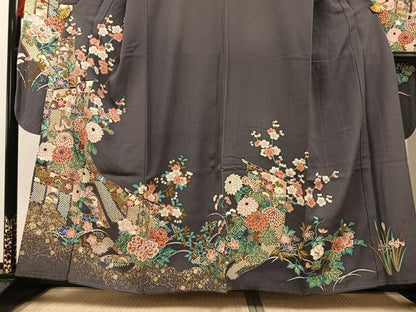 平和屋着物●豪華振袖 几帳花文 金銀彩 正絹 逸品 AABG0403ph