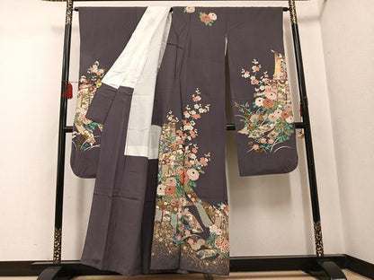 平和屋着物●豪華振袖 几帳花文 金銀彩 正絹 逸品 AABG0403ph