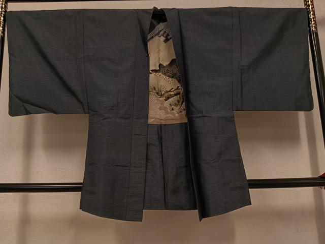 平和屋着物●男性 本場大島紬 アンサンブル 亀甲絣 正絹 逸品 AABG0407ph