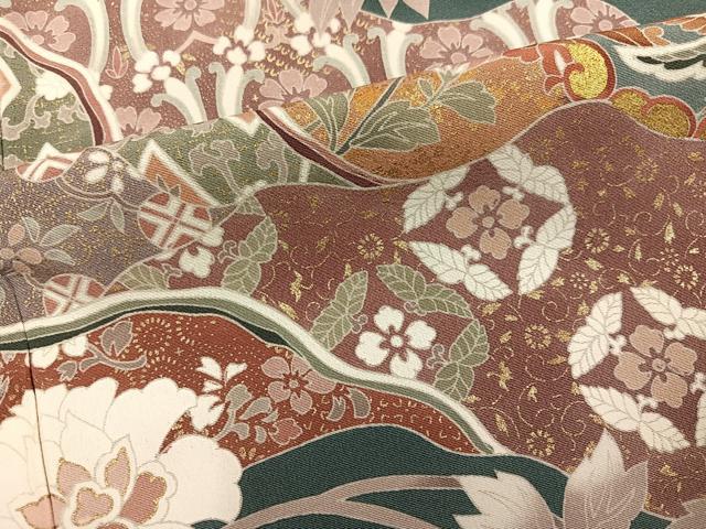 平和屋着物●豪華色留袖 駒刺繍 鳳凰吉祥更紗 金彩 正絹 逸品 AABG0409ph