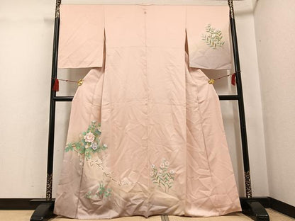 平和屋着物●訪問着 枝花文 暈し染め 金彩 正絹 逸品 AABG0412ph