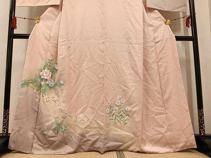 平和屋着物●訪問着 枝花文 暈し染め 金彩 正絹 逸品 AABG0412ph