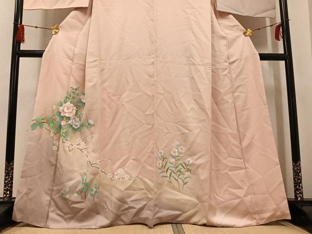 平和屋着物●訪問着 枝花文 暈し染め 金彩 正絹 逸品 AABG0412ph