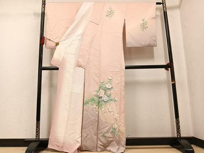 平和屋着物●訪問着 枝花文 暈し染め 金彩 正絹 逸品 AABG0412ph