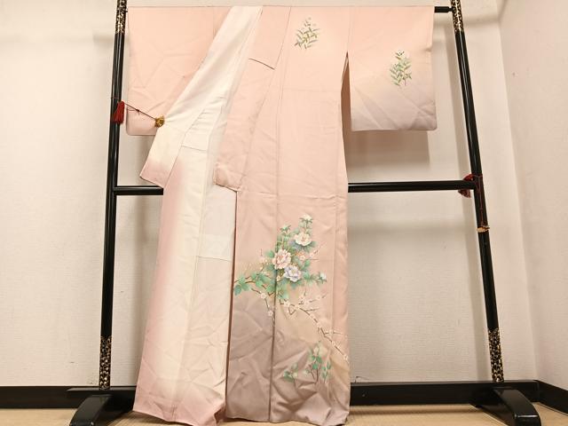 平和屋着物●訪問着 枝花文 暈し染め 金彩 正絹 逸品 AABG0412ph