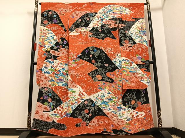 平和屋着物●豪華振袖 松竹梅風景草花文 鬼しぼ縮緬 やまと誂製 正絹 逸品 AABG0415ph