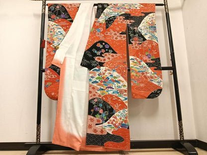 平和屋着物●豪華振袖 松竹梅風景草花文 鬼しぼ縮緬 やまと誂製 正絹 逸品 AABG0415ph