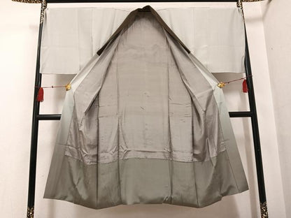 平和屋着物●男性 長襦袢 袷 渡り橋樹林文 富士山 正絹 逸品 AABG0418ph