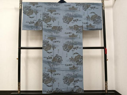 平和屋着物●男性 長襦袢 無双仕立て 風景文 正絹 逸品 AABG0419ph