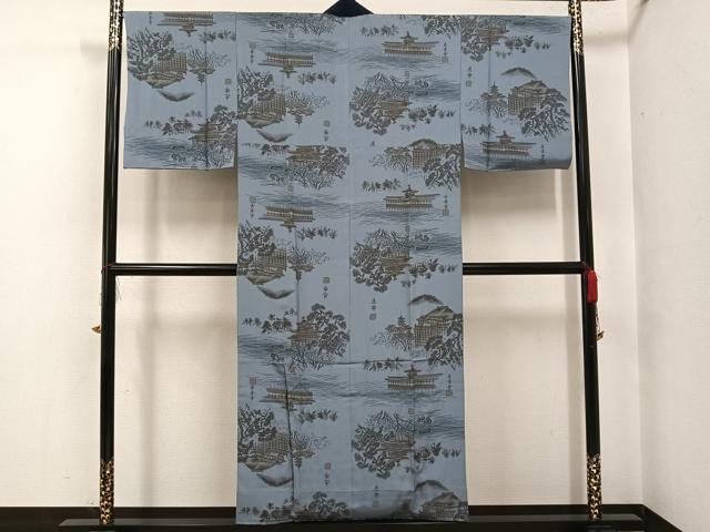 平和屋着物●男性 長襦袢 無双仕立て 風景文 正絹 逸品 AABG0419ph
