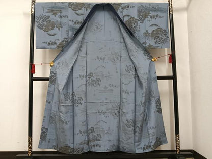 平和屋着物●男性 長襦袢 無双仕立て 風景文 正絹 逸品 AABG0419ph