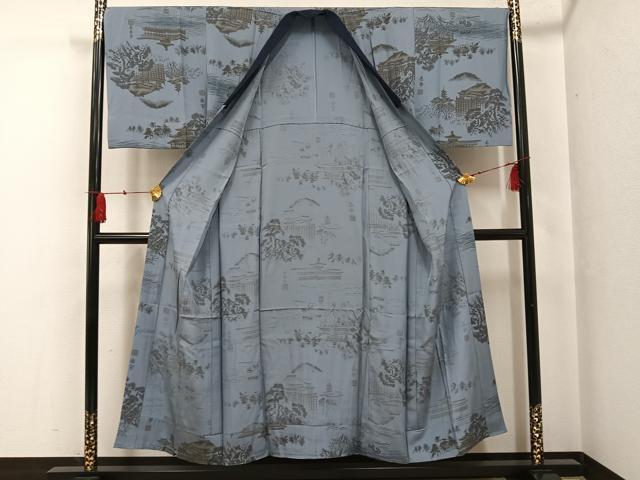 平和屋着物●男性 長襦袢 無双仕立て 風景文 正絹 逸品 AABG0419ph
