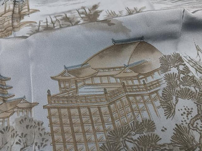 平和屋着物●男性 長襦袢 無双仕立て 風景文 正絹 逸品 AABG0419ph