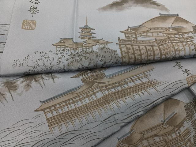 平和屋着物●男性 長襦袢 無双仕立て 風景文 正絹 逸品 AABG0419ph