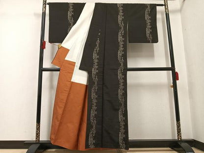 平和屋着物●本場大島紬　地空き　カタス9マルキ　草花間道　正絹　逸品　AABG0420ph