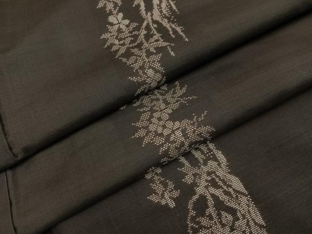平和屋着物●本場大島紬　地空き　カタス9マルキ　草花間道　正絹　逸品　AABG0420ph