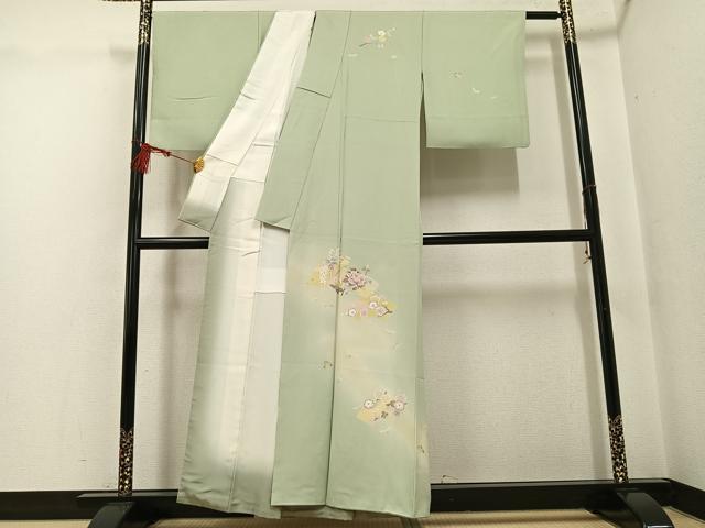平和屋着物●訪問着　友禅　地紙枝花文　暈し染め　正絹　逸品　AABG0422ph