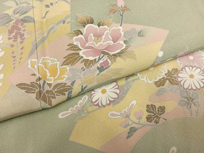 平和屋着物●訪問着　友禅　地紙枝花文　暈し染め　正絹　逸品　AABG0422ph