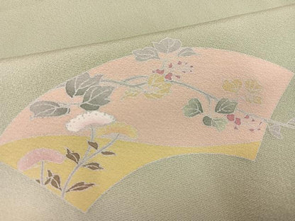 平和屋着物●訪問着　友禅　地紙枝花文　暈し染め　正絹　逸品　AABG0422ph